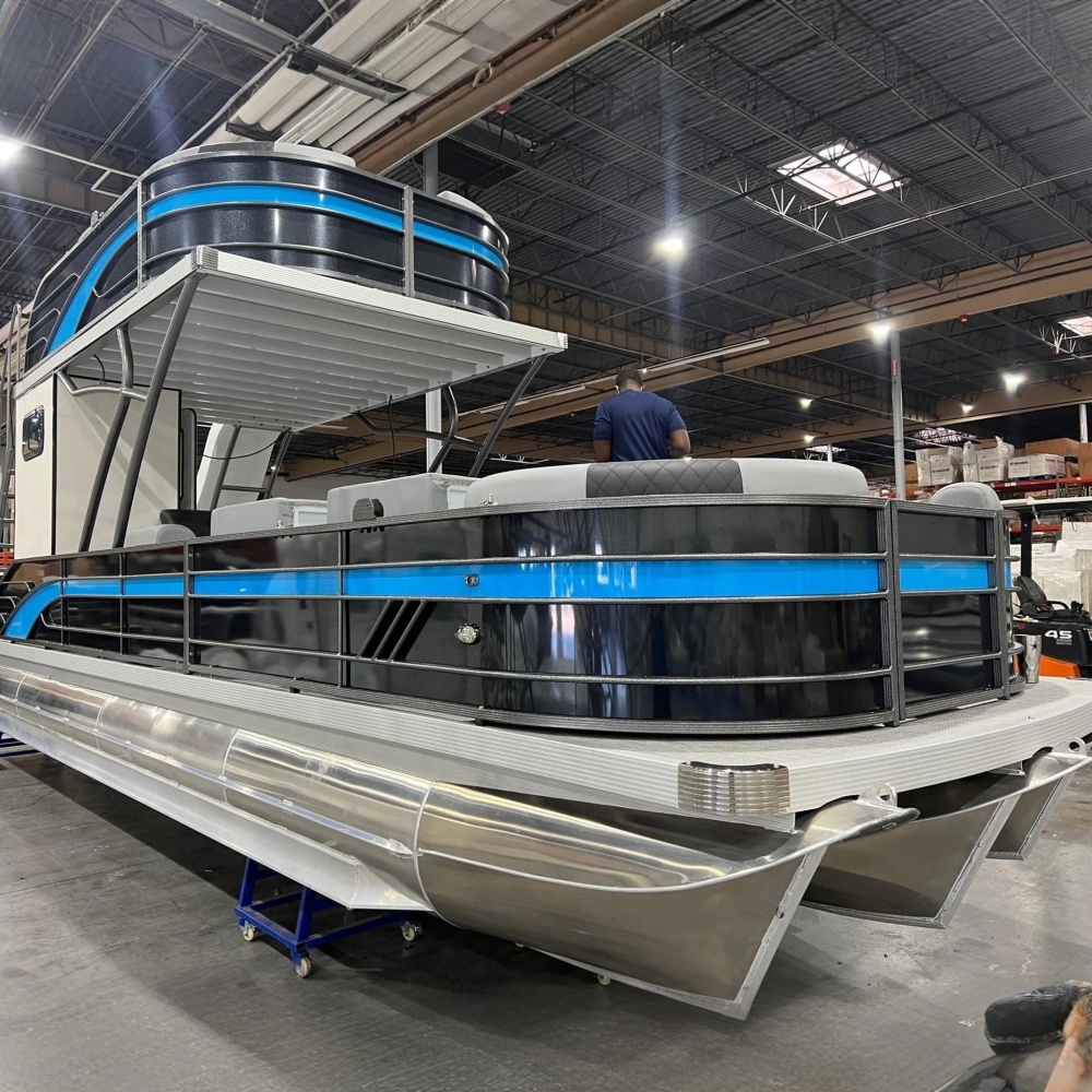 27 pés de lazer TRITOON Party Aluminium Double Decker Pontoon Boat com slide