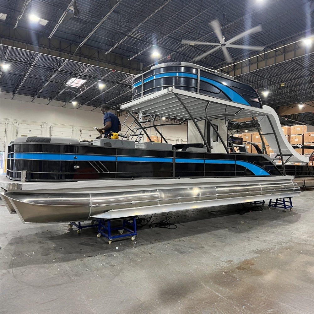 27 pés de lazer TRITOON Party Aluminium Double Decker Pontoon Boat com slide